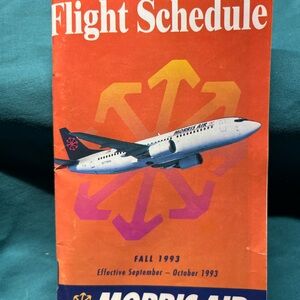 Morris Air Flight Schedule Fall 1993